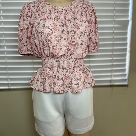 Express Tops - Express Pink Floral Smocked Blouse